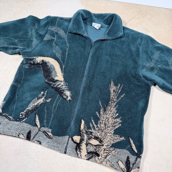 otter AOP Fleece Jacket Full Zip Seal Nature Scene Mens XLOcean East Sportswear - Picture 4 of 6